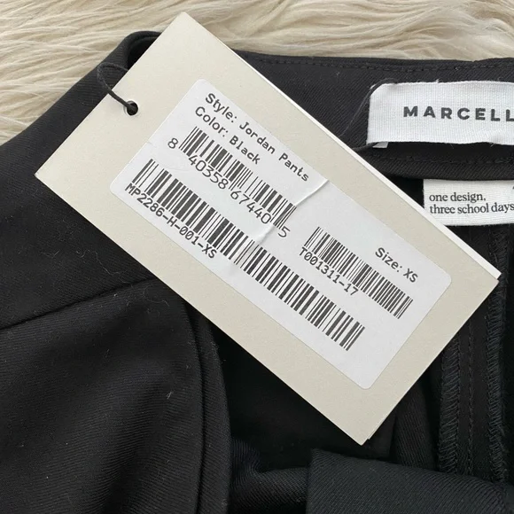 Marcella Black Straight Wide Leg Asymmetrical Waist Panel Jordan Pants Trousers - Picture 14 of 14